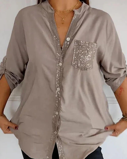 Melina - Casual top with buttons and sequins