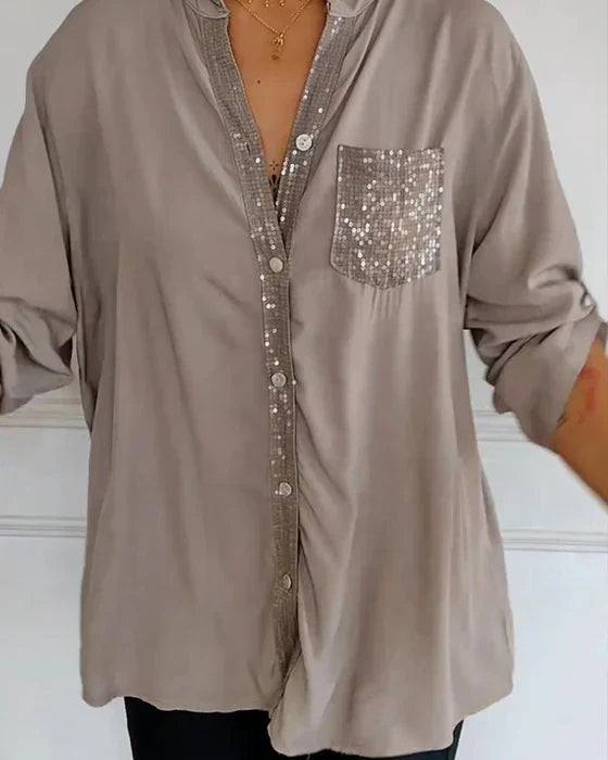 Melina - Casual top with buttons and sequins