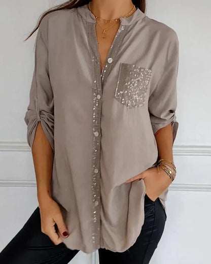 Melina - Casual top with buttons and sequins