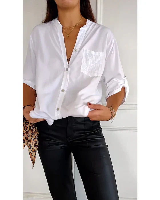 Melina - Casual top with buttons and sequins