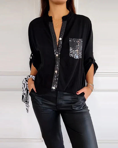 Melina - Casual top with buttons and sequins